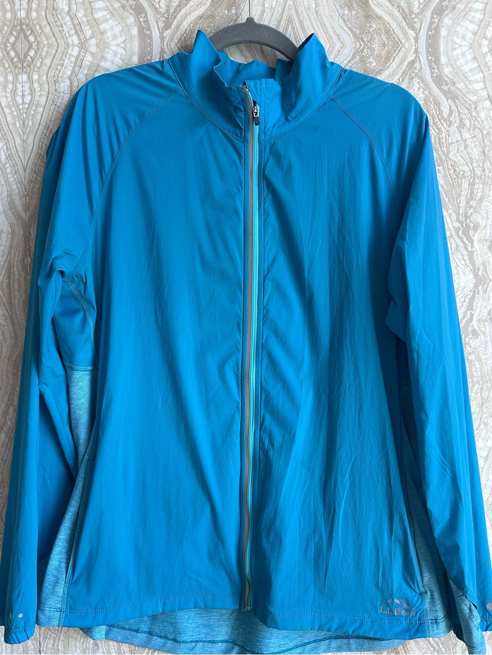 LL BEAN womens XL lightweight Athletic JACKET Full Zip Running Hiking STRETCH
